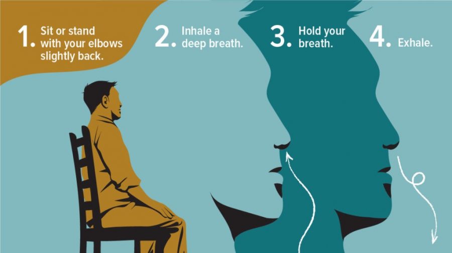 Deep breathing can help with feelings of anxiety and help to keep the mind grounded. 