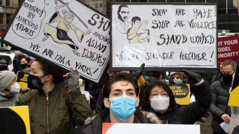 Hundreds gathered in New York City to protest the rise in racism against the Asian community that has been fueled by the coronavirus pandemic.