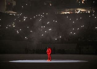 West presenting at a Donda listening event at Mercedez Benz Stadium on July 22, 2021.