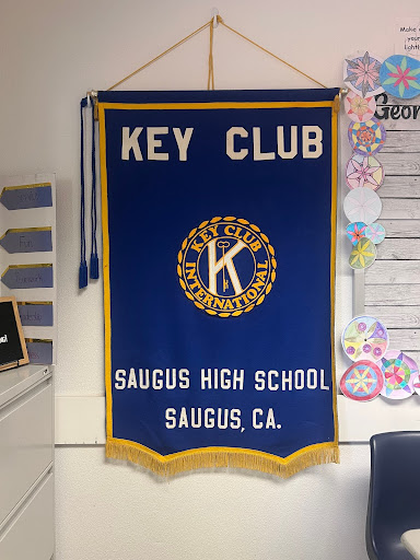 Saugus’ Key Club banner, located in J1006, Mrs, Skillman’s classroom, the Key Club Advisor
