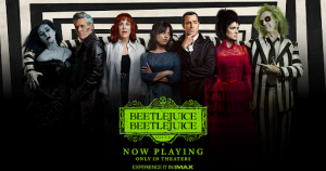 The official movie poster for the new film: Beetlejuice Beetlejuice, a classic comedy and thriller, photo from www.beetlejuicemovie.com
