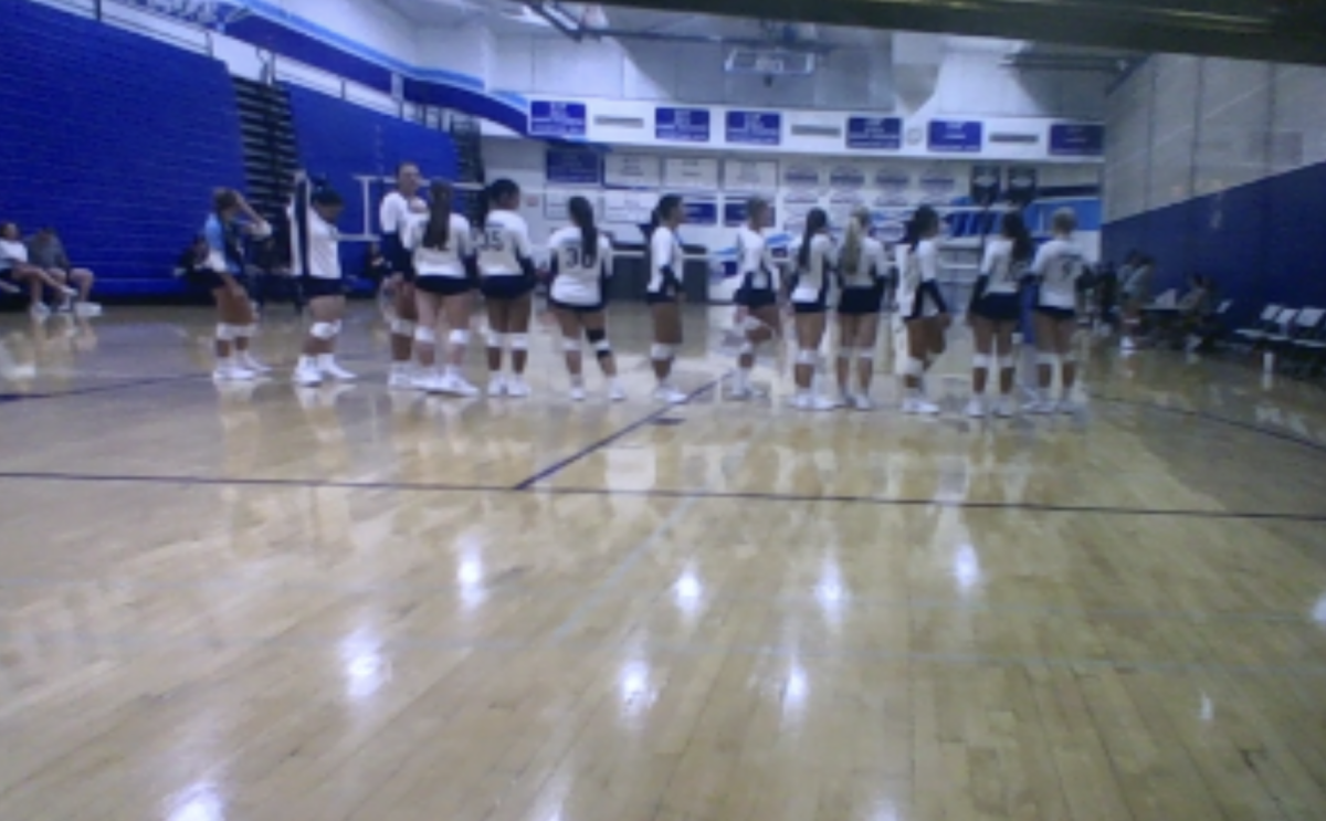 Saugus girls volleyball frosh team warming up before the matchup against Canyon